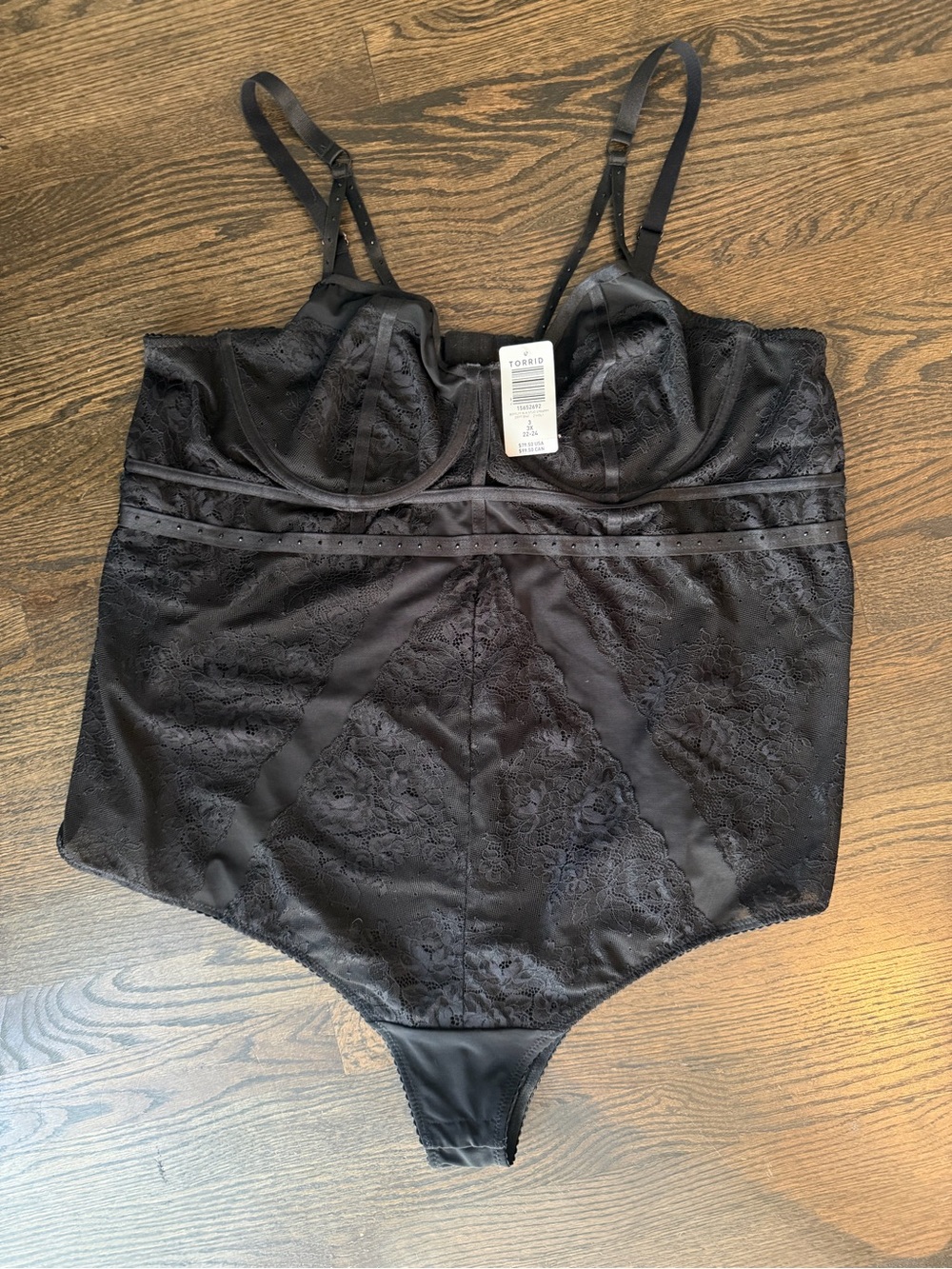 Torrid NWT Black Lace Bodysuit with Underwire Support 3X